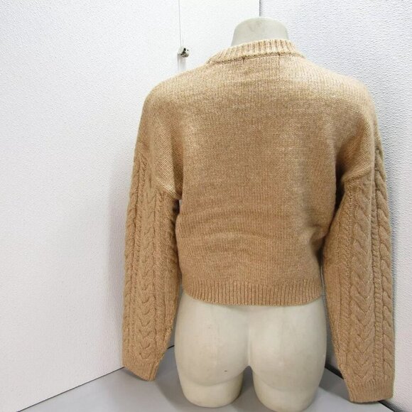 NEW DH NEW YORK Womens Eloise Crew Neck Cable Sweater Light Brown Size M - Picture 6 of 13